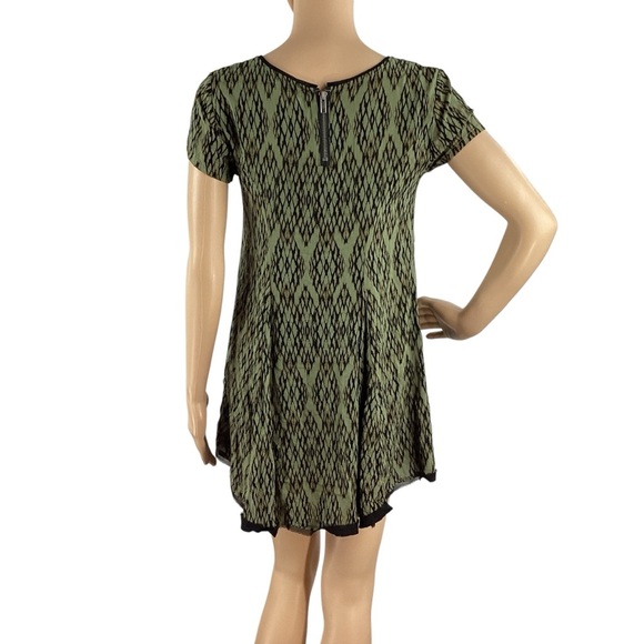 Silence + Noise Witchy Dress Green Black Print Rayon XS - Picture 5 of 7
